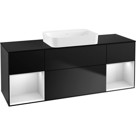 V&B Waschtischunterschrank Wandbeleuchtung Finion 160x60,3x50,1cm, Rg wh. m Lac, bla m Lac (1/2)