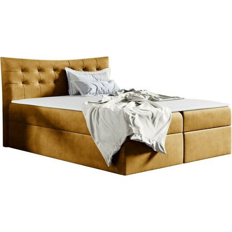 Lit boxspring Insula, Kronos 01, Double, Continental, 180x200, Tissu, Disponible, 184x213x125cm (1/5)