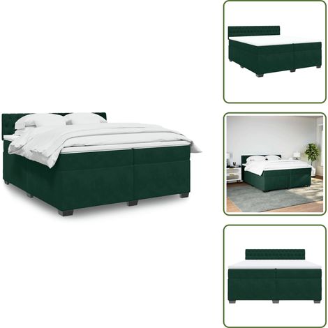 Tête de lit réglable - vidaXL Sommier à lattes de lit et matelas Vert foncé 200x200cm Velours - Surmatelas (1/5)