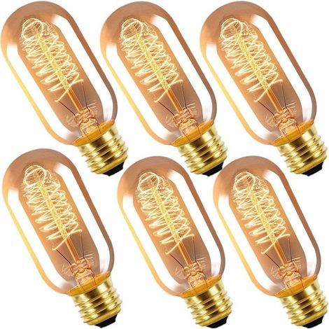 [6 pièces] Ampoule Edison T45 40W à filament de tungstène rétro spiralé 220V