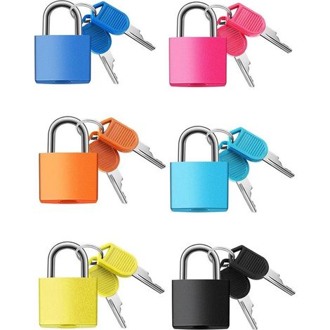 Lot de 6 mini cadenas à bagages avec clés, cadenas colorés pour valises, sacs à dos, sacs d'ordinateur portable et boîtes à outils. (1/4)
