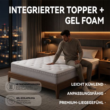 Matelas 140x200 H3 épaisseur 25cm mousse confort, ressorts ensachés 7 zones ergonomique, literie adulte certifiée OEKO-TEX (1/5)