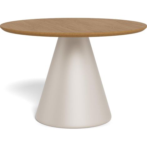 Mesa de centro Norsica 914, Gris + Roble, 43x0x0cm, Diámetro: 65, Chapa de madera natural, Redonda