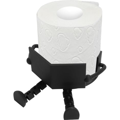 Porte Papier Toilette Noir - Porte-Papier Toilette Pratique et décoratif pour Rouleaux Standard - Design Amusant et Rangement (1/5)