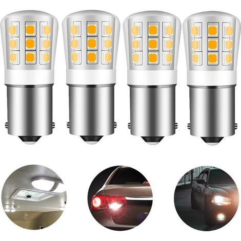 Ampoules LED compatibles avec les modèles 1141/93/P21W/67/1156 et BA15S, 12V, 2,5W, 330LM, blanc lumière du jour 5000K, paquet de 4. (1/2)