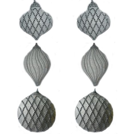 Palline per albero di natale decorazioni addobbi natalizi in bianco silver set da 6 ornamenti bianco argento particolari moderne (1/5)