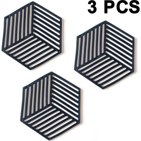 Sous-verre Silicone Hexagonal - Résistant Chaleur Froide - Pour Tasses et Casseroles - 3 Pièces (1/5)