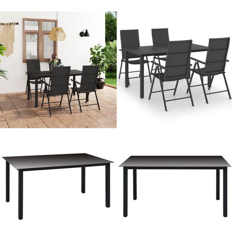 5-tlg. Garten-Essgruppe Schwarz - Gartensessel - Gartentisch - Rattan Sessel - Outdoor Möbel - Gartenmöbel Set - Home & Living