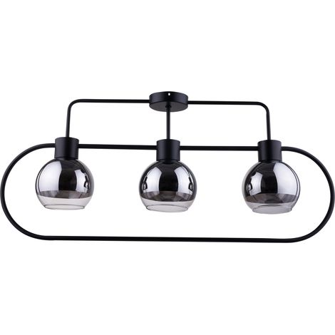 Plafonnier moderne noir 3 globes argent E27 Sigma Linda