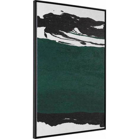 Toile encadrée abstraite vert noir et blanc - blanc, noir et vert (1/4)