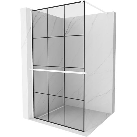 Mexen Kioto+ panel de ducha con estante Walk-in 120 x 200 cm, rejilla negra, blanco - 800-120-121-20-77 (1/5)