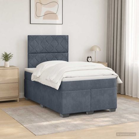 Cama box spring con colchón Gris oscuro 120 x 190 cm Terciopelo (1/5)