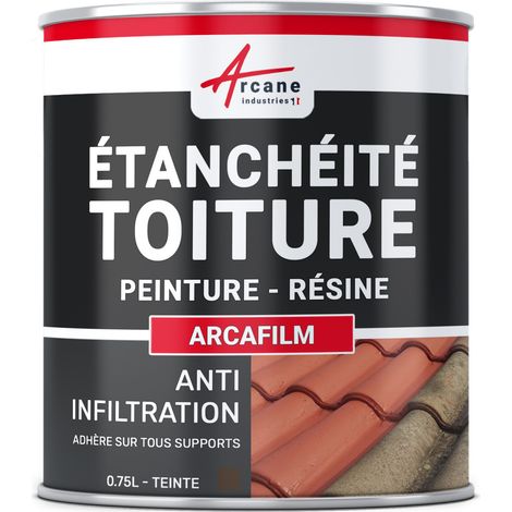 Arcane Industries – Résine d'étanchéité pour toiture – Revêtement élastique pour toits en pente – Excellente résistance aux intempéries – 0.75 L Brun