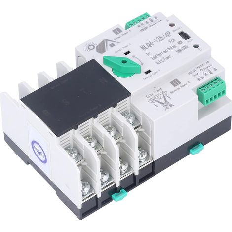 Commutateur de Transfert Automatique à Double Alimentation, AC 400V 4P 100A ATS PC Commutateur à Bascule Automatique Commutateurs de Transfert Double pour électricité Municipale, UPS, Onduleur (1/5)