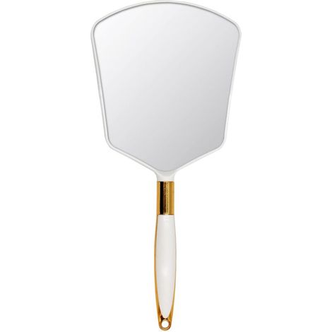 Miroir à main avec poignée, miroir de maquillage avec trou pour crochet pour salle de bain et chambre à coucher, miroir(blanc) (1/4)