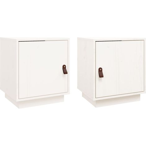 Set 2 comodini con vano con anta 40 x 34 x 45 cm in legno di pino bianco DEC034907