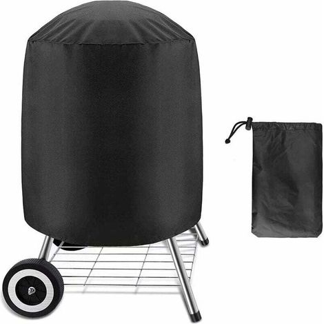 Waterproof BBQ Cover - Round BBQ Cover, Waterproof BBQ Cover in 420D Oxford Fabric - Anti-Ultraviolet Protective Cover for BBQ (58 × 77 cm)