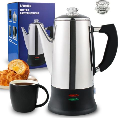 12 Cup Coffee Percolator, Classic Coffee Maker with Wireless Serving Function and Heat Resistant Lid, Keep Warm Function 30 Min