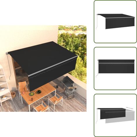 Markise Manuell Einziehbar mit Rollo 4x3 m Anthrazit - Versenkbare Markise - Alu Markise - Gartensonnenschutz - Markise Anthrazit - Outdoor Markise (1/5)