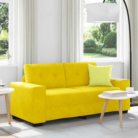 Canapé convertible 2 places velours jaune 140 cm design moderne (1/5)