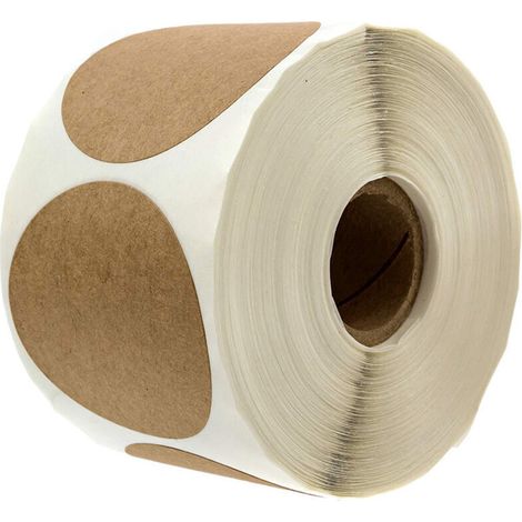 Etichette adesive rotonde in carta kraft, vuote – 2 pezzi, 3,8 cm, adatte al congelatore e al forno, ideali per regali e confezioni regalo.