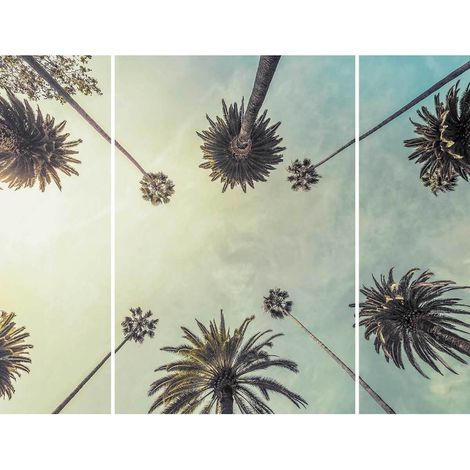 Triptyque sur toile palmiers 125x97 cm - Impression sur Toile Murale Décorative - Image imprimée en HD sur Toile - Toile sur Châssis en Bois FSC - Fabriqué en France (1/5)