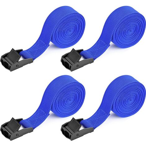 Spanngurte 4 Stück 2.5m x 2.5cm Blau, 250kg Belastbarkeit