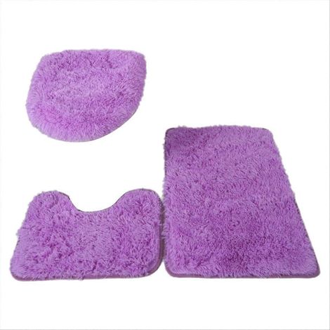 Tapis de bain 3 pièces avec housse de siège de toilette, tapis de douche et tapis de sol antidérapant et absorbant pour salle de bain et décoration de baignoire. (1/5)