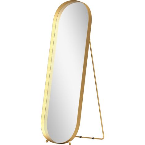 Miroir sur pied avec cadre en métal, 160 x 50 cm, cadre doré, pour salon, chambre (1/5)