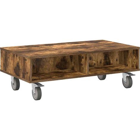 Maison Exclusive - Tavolino con Ruote Rovere fumé 90 x 50 x 30 cm