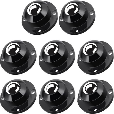 8 roulettes universelles 360° acier autocollantes 2,4 pouces, pour petits meubles/appareils cuisine, gris/noir (1/5)