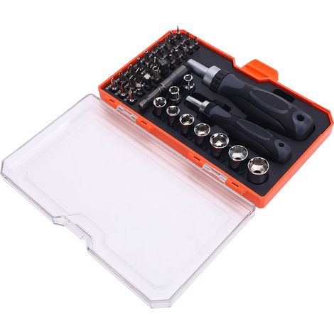 Kit de tournevis à cliquet 42 en 1, poignées rotatives, étui, acier CrV, outils de réparation domestique (1/5)