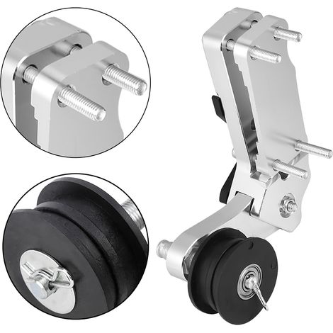 Motorrad-Kettenspanner, CNC-gefräste Rolle aus Aluminiumlegierung, Universalwerkzeug, silberner Spannungseinsteller (1/5)