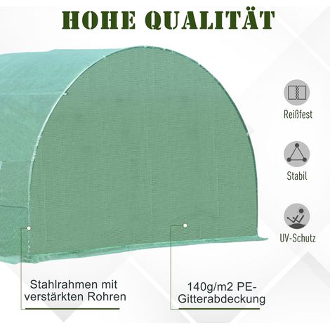 Serre tunnel pour tomates avec fenêtre, abri de jardin sous serre, châssis horticole vert, 590x300x200cm (1/5)