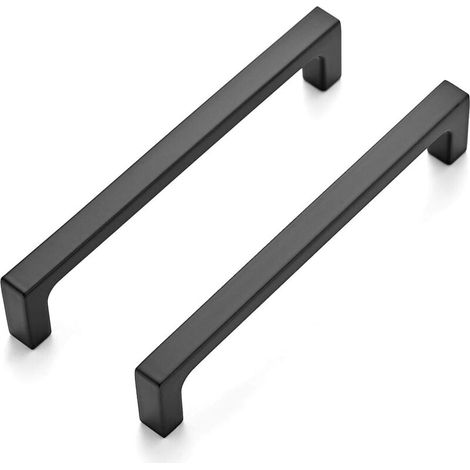 Lot de 10 poignées d’armoires carrées pour cuisine – 127 mm, finition noire mate, montage facile, compatible tiroirs et meubles hauts – quincaillerie robuste en zinc allié (1/5)