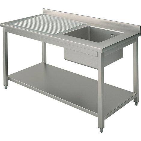 Plonge, 1 Bac, Égouttoir à Gauche, Sur Piètement, Avec Étagère Inférieure, 1000X700 mm - Mastro