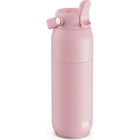 Gourde Isotherme 540 ml (18 oz)- Bouteille Étanche en Acier Inoxydable avec Couvercle Paille, Débit Rapide, Pour Boissons Froides, Format Porte-Gobelet, Rose Clair (1/5)