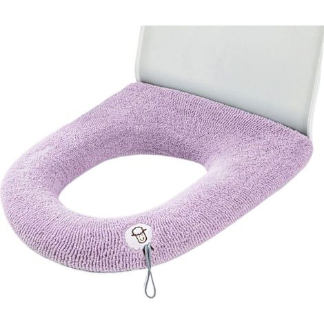 Coussin de siège de toilette, housse de siège de toilette épaisse, universelle, quatre saisons, coussin doux pour siège de toilette (rose) (1/3)
