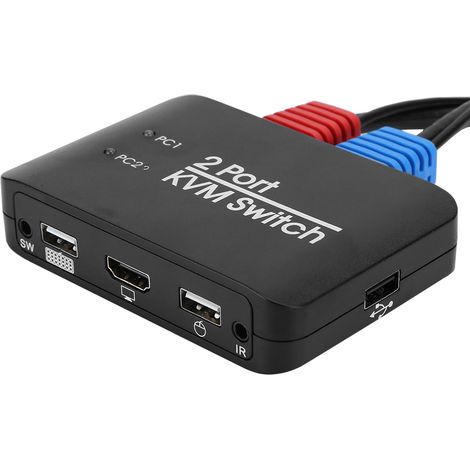 KVM-Switch 2 Port USB 2.0 HDMI Umschalter für Windows/IOS/OS X/Linux/Netware/Unix/Android (1/5)