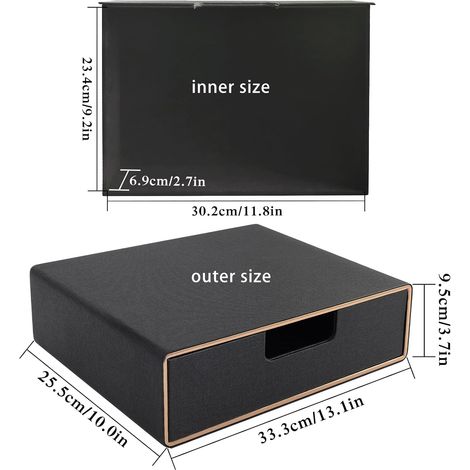 Aufbewahrungsbox aus PU-Leder und MDF für Dokumente und Bürobedarf, Büroorganizer, Sekretär – Aufbewahrungssystem aus Faserplatte und Papier, kaffeefarben (1/4)