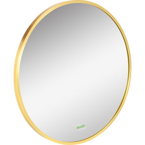 Miroir mural rond Ø50 cm Cadre métal Or