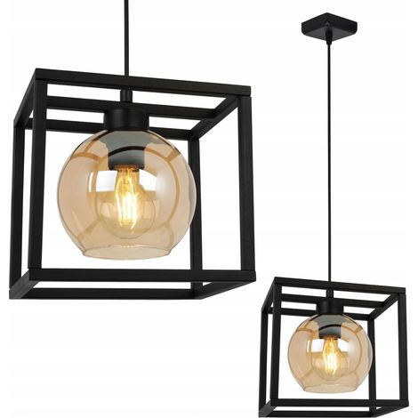 LAMPADA A SOSPENSIONE GABBIA ELEGANTE SFERA DI VETRO MIELE