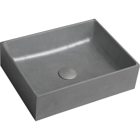FORMIGO vasque à poser en béton, 47,5x36,5cm, argent mat (1/4)