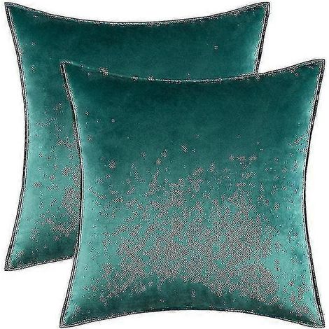 Housse de coussin décorative en velours, coussin lombaire très doux et moelleux, housse de coussin pour canapé – dimensions, couleur 50 x 50 cm, vert menthe (1/5)