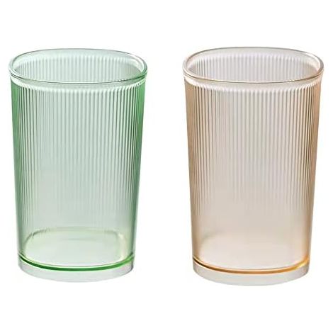 CSPARKV 7 x 10,5 cm Set mit 2 bruchsicheren Gläsern, Badezimmerbechern, Kunststoff-Zahnbürstenhalter, Badezimmerbechern, Make-up-Pinselhaltern, Set mit 2 wiederverwendbaren Trinkgläsern.