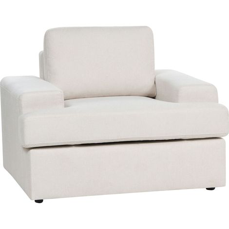 Fauteuil en Tissu Beige Clair Contreplaqué et Bois d'Eucalyptus Rembourré en Mousse Rétro Alla