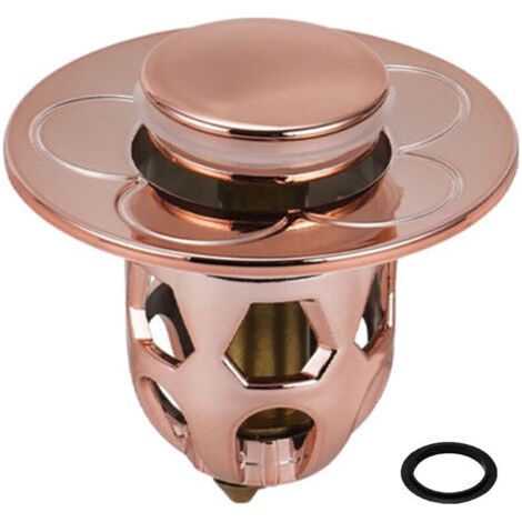 Bouchon d'évier en acier inoxydable bouchon d'évier universel bouchon de vidange pour lavabo de comptoir bouchon de bain,or rose (1/5)
