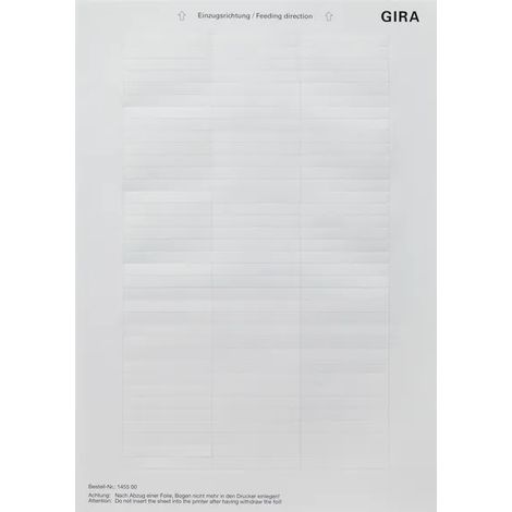 Gira Fogli di marcatura 51,2 x 7 mm Accessori [145500], 1455 00
