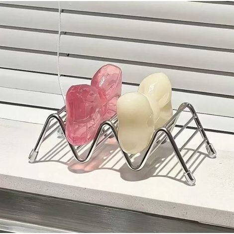 Porta sapone in acciaio inox, a forma di taco, organizer per sapone a forma di W per il bagno, antiruggine e impermeabile per lavandini e piani di lavoro. (1/2)