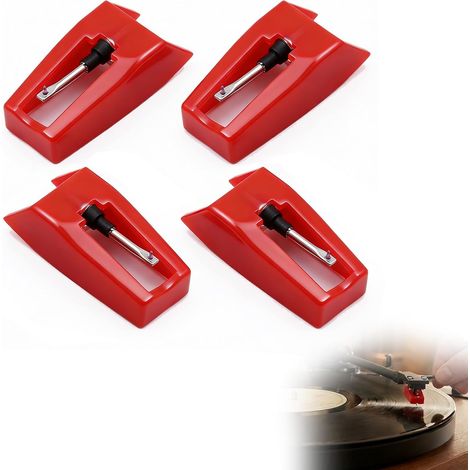 4 Pièces Aiguille tourne-disque, Diamant, Plastique et métal, Universel, Pour platine vinyle